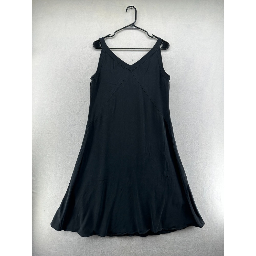 Eileen Fisher A-Line Dress Black Women's Medium Silk Sleeveless V-Neck Pullover - Picture 2 of 9
